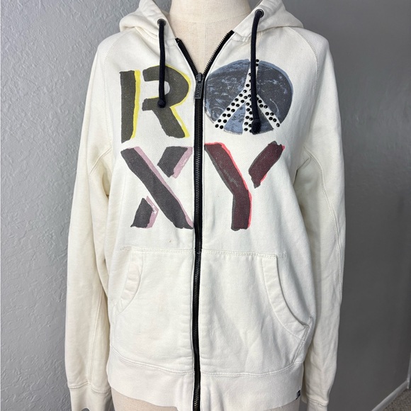 Roxy Sweaters - Roxy Cream Hoodie Vintage-Style